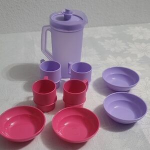 Purple and Pink MINI Plastic Dish Set